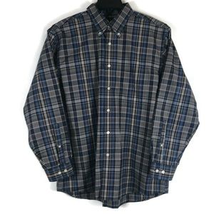 Pendleton Button Down Plaid Metro Shirt Navy Tan Men’s XL